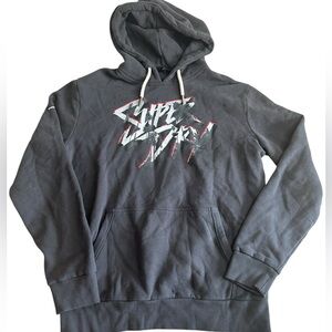 Superdry Adventurewear Hoodie Men’s Large Gray‎ Graphic Logo Pullover Sweatshirt